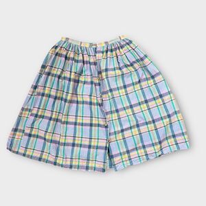 80s pastel plaid cotton button front knee length skirt Size 8/10 Spring Feminine